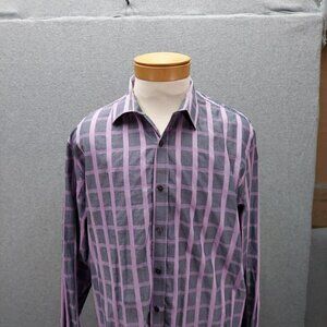 Tasso Elba Men's Purple SZ 2XL Plaid Long Sleeve Button-Down Shirt